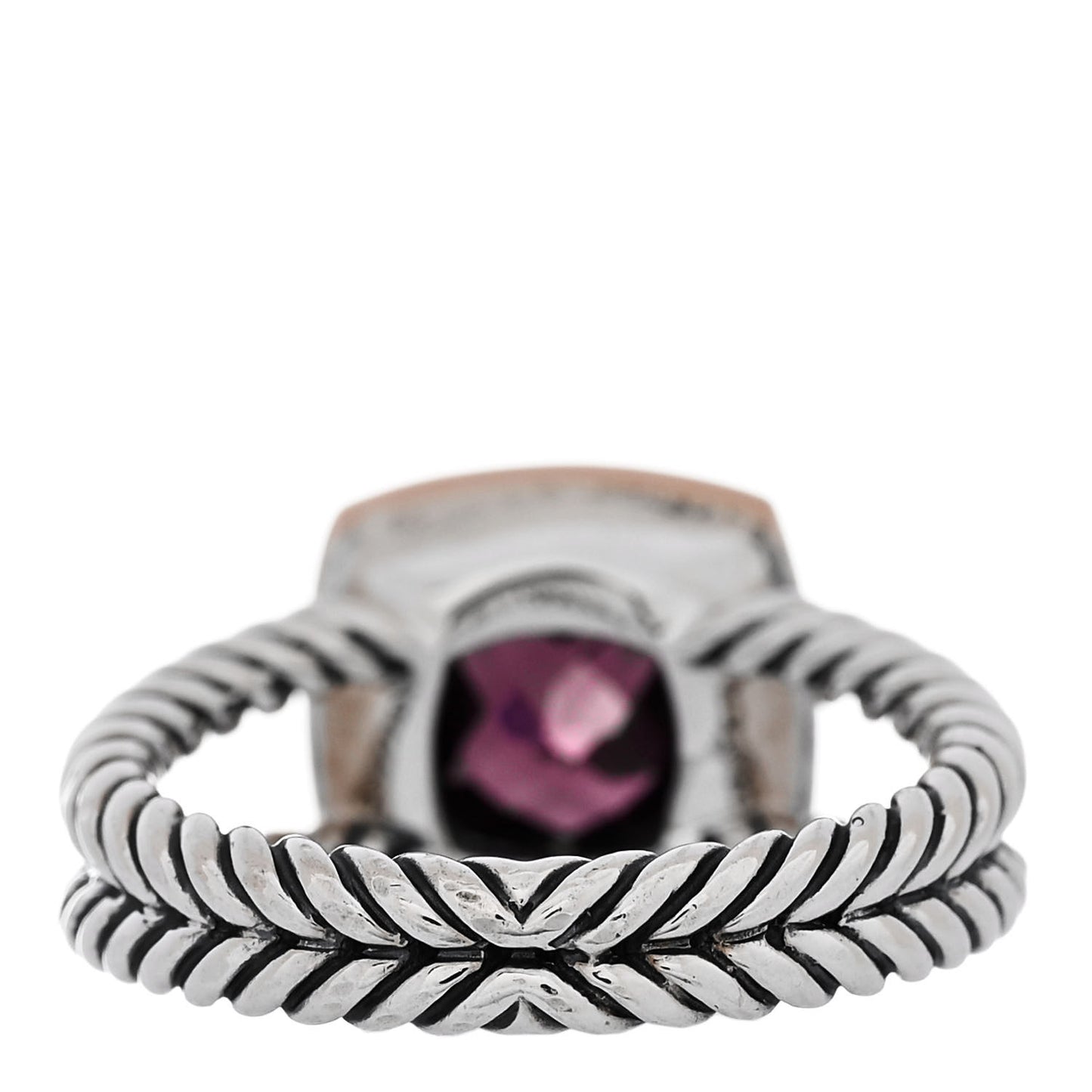 Sterling Silver 18K Rose Gold Pink Sapphire Garnet 7mm Petite Albion Ring 52 6