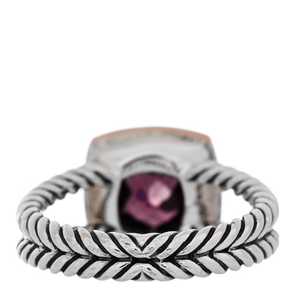 David Yurman Sterling Silver 18K Rose Gold Pink Sapphire Garnet 7mm Petite Albion Ring 52 6 4 of 5