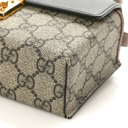 Gucci GG Supreme Monogram Calfskin Mini Padlock Top Handle Shoulder Bag Beige Black Cuir 10 of 11