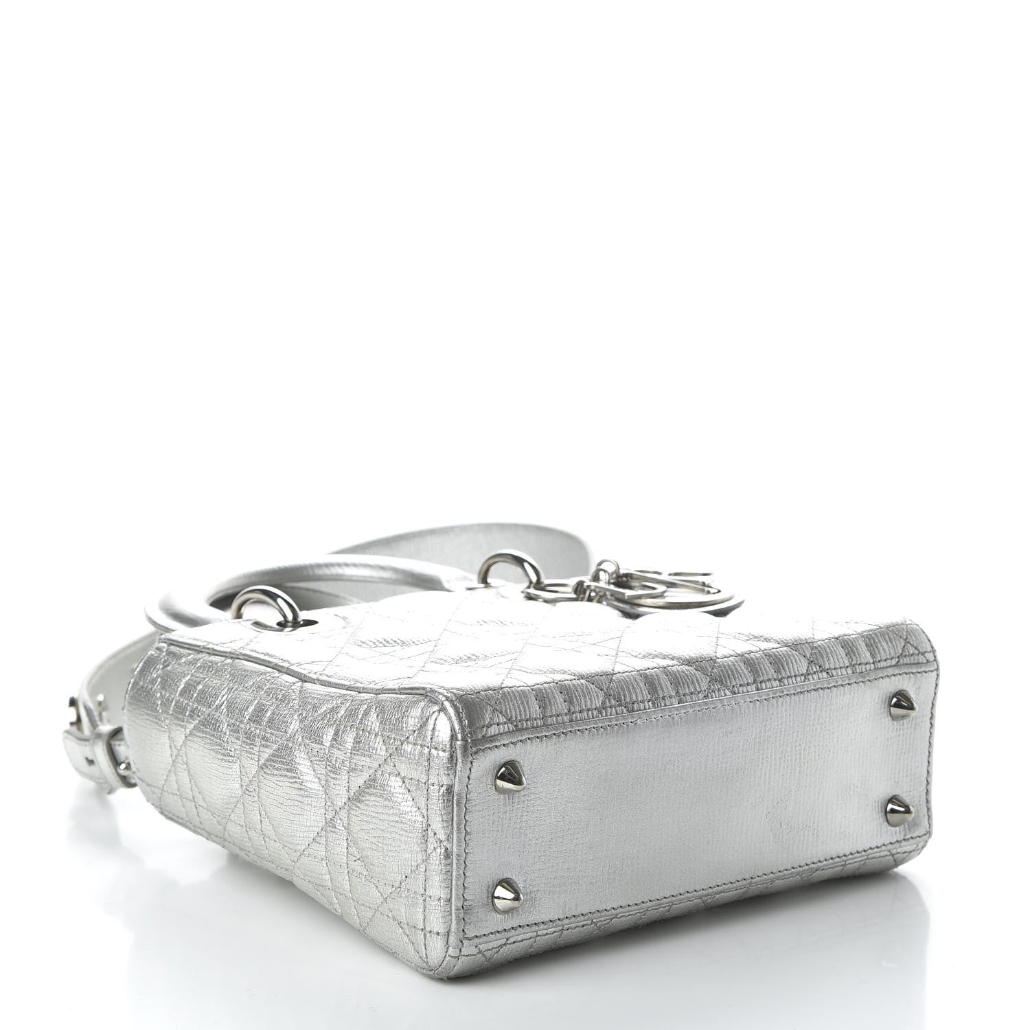Christian Dior Metallic Grained Calfskin Cannage Small Lucky Badges My Lady Dior Silver 4 of 9