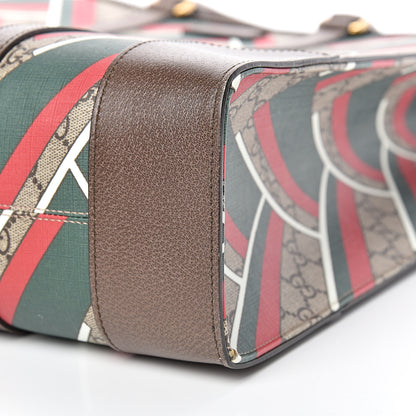 Gucci GG Supreme Monogram Chevron Web Vertical Tote Beige Green Red New Acero 9 of 12