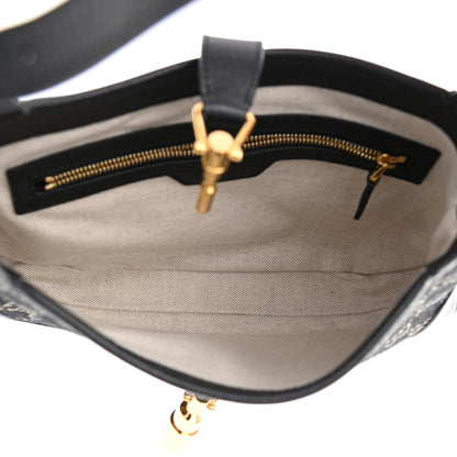 Gucci Jacquard Denim GG Monogram Small Jackie 1961 Hobo Black Ivory 5 of 10