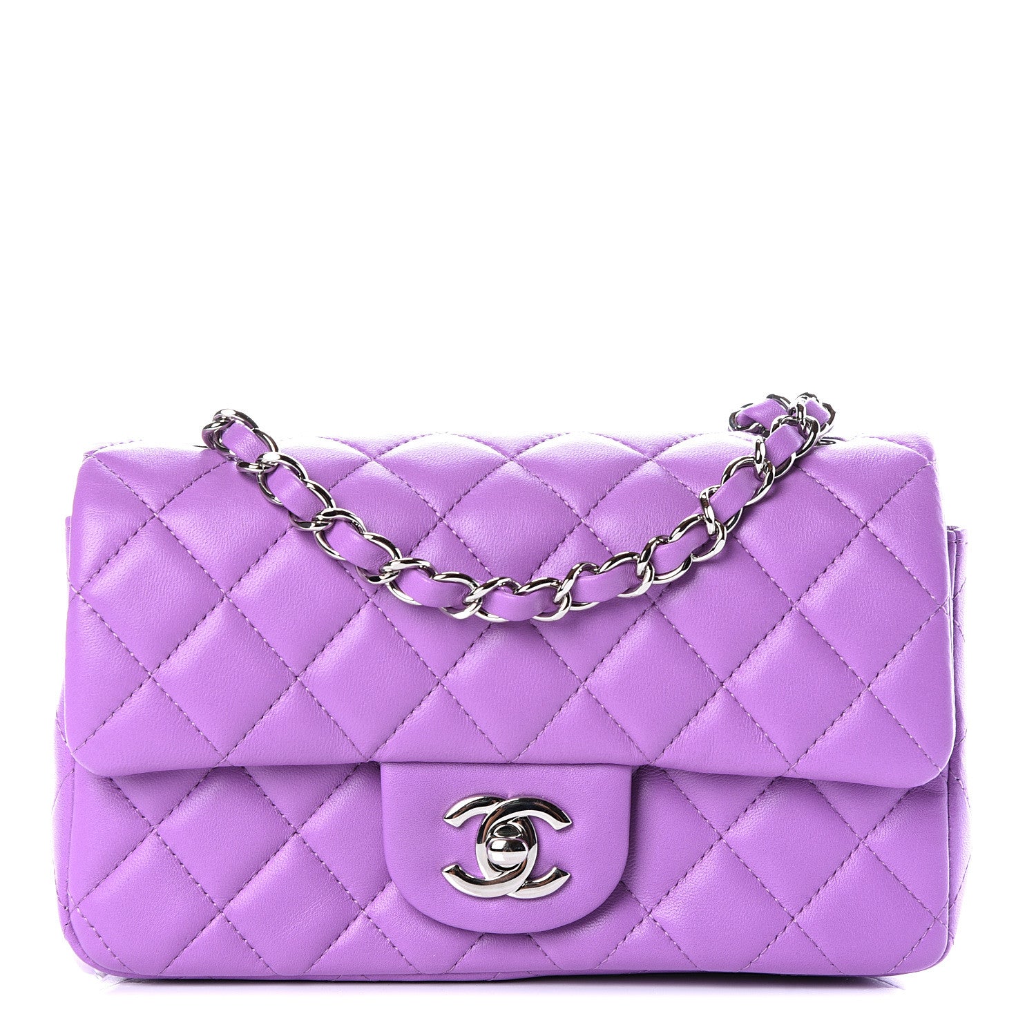 Chanel Lambskin Quilted Mini Rectangular Flap Purple 1 of 10