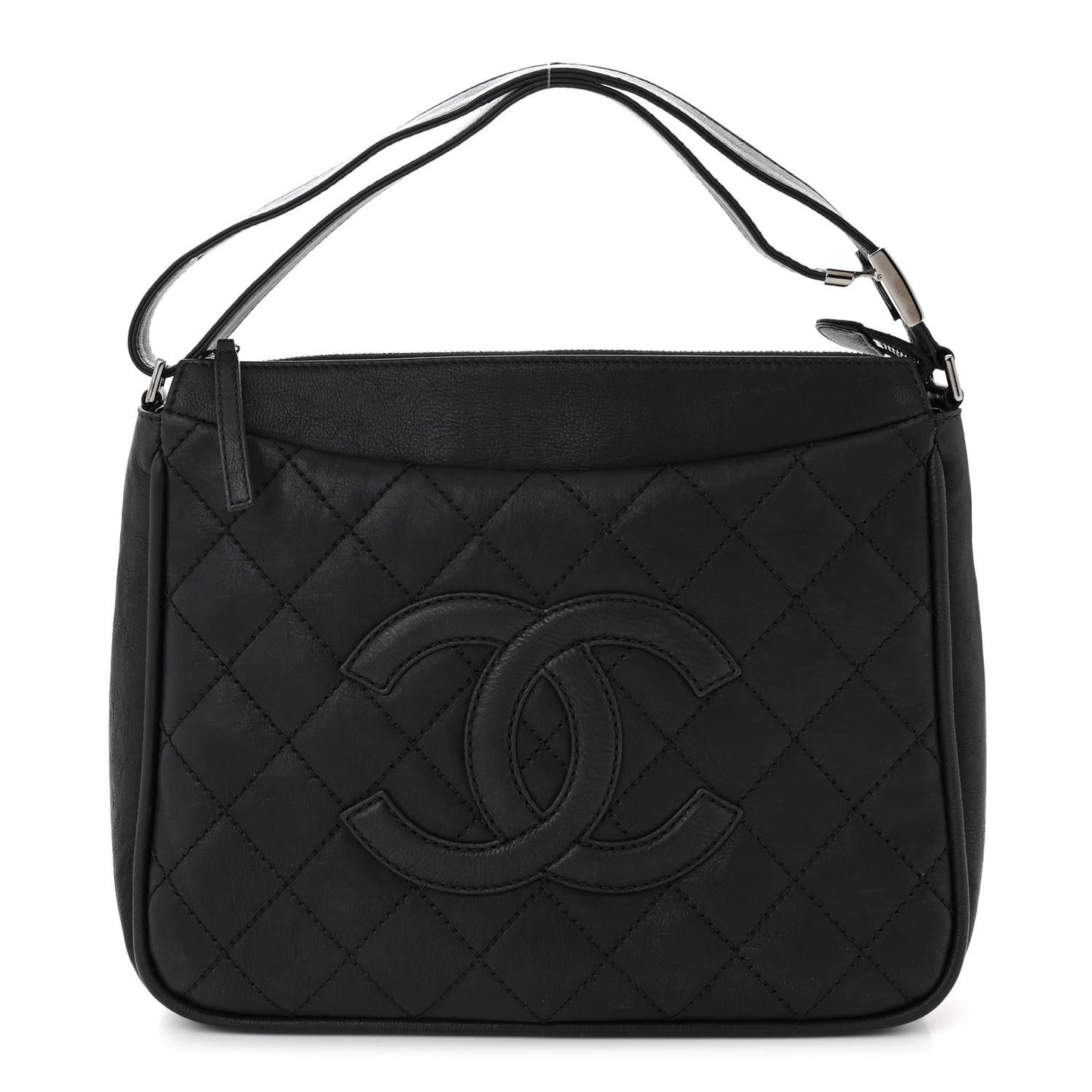 Calfskin Quilted CC Shoulder Bag Black