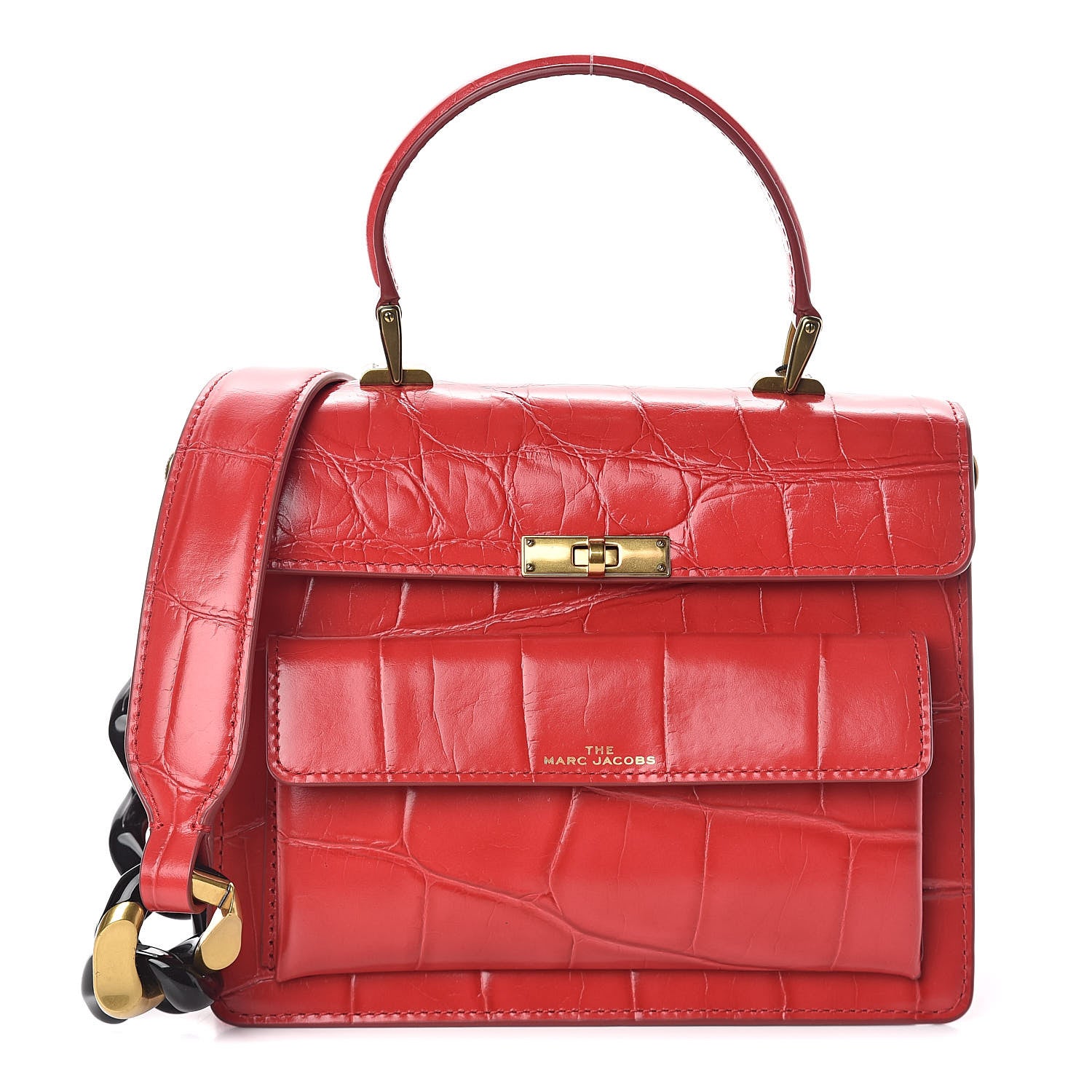 Marc Jacobs Calfskin Crocodile Embossed Uptown Shoulder Bag Flame 1 of 9