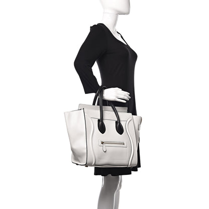 Celine Satin Calfskin Mini Bi-Color Luggage White Black 2 of 13