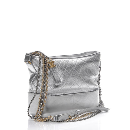 Chanel Metallic Aged Calfskin Quilted Medium Gabrielle Silver 3 of 9