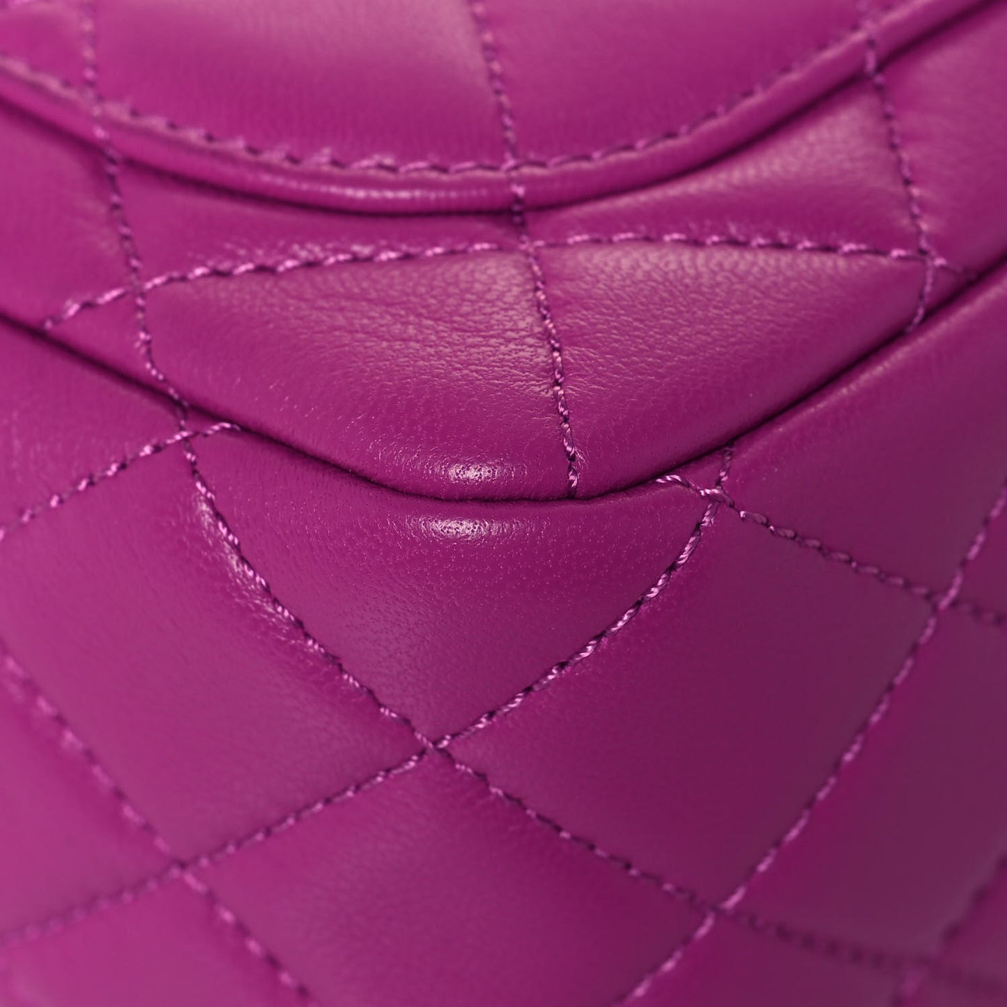 Lambskin Quilted Mini Pearl Crush Flap Purple