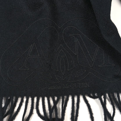 Alexander McQueen Cashmere Seal Embossed Scarf Black 3 of 4