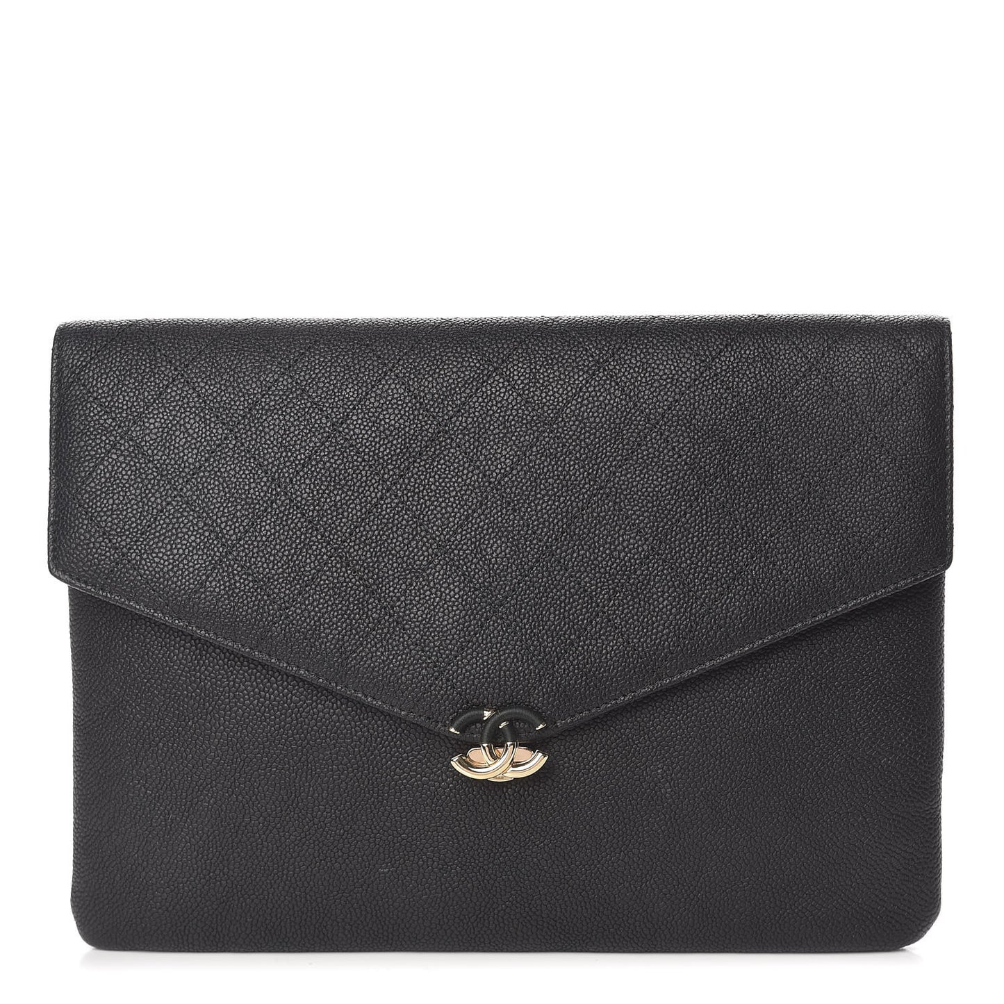 Caviar Quilted CC Box Flap Pouch Black