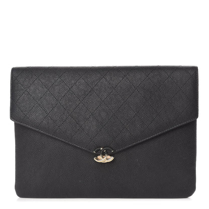 Chanel Caviar Quilted CC Box Flap Pouch Black 1 of 8