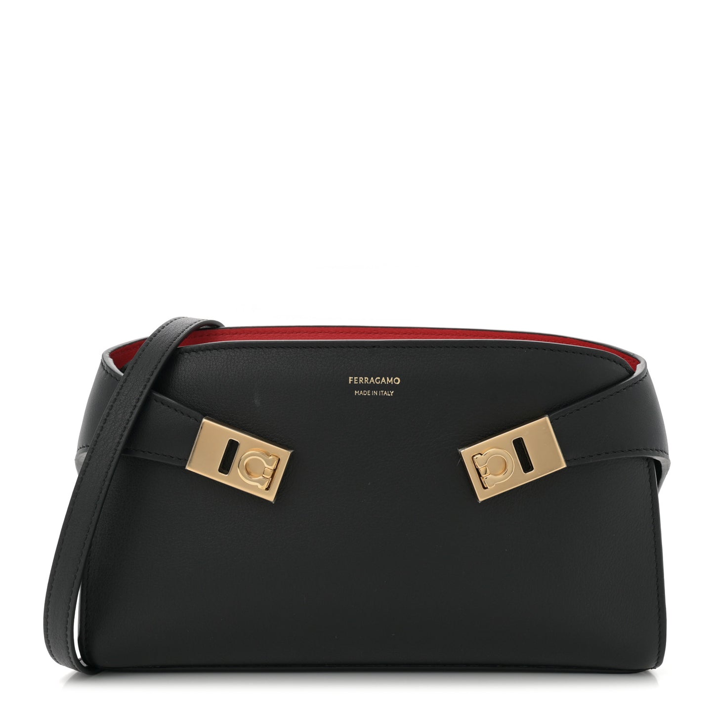 Calfskin Mini Hug Crossbody Bag Black Flame Red