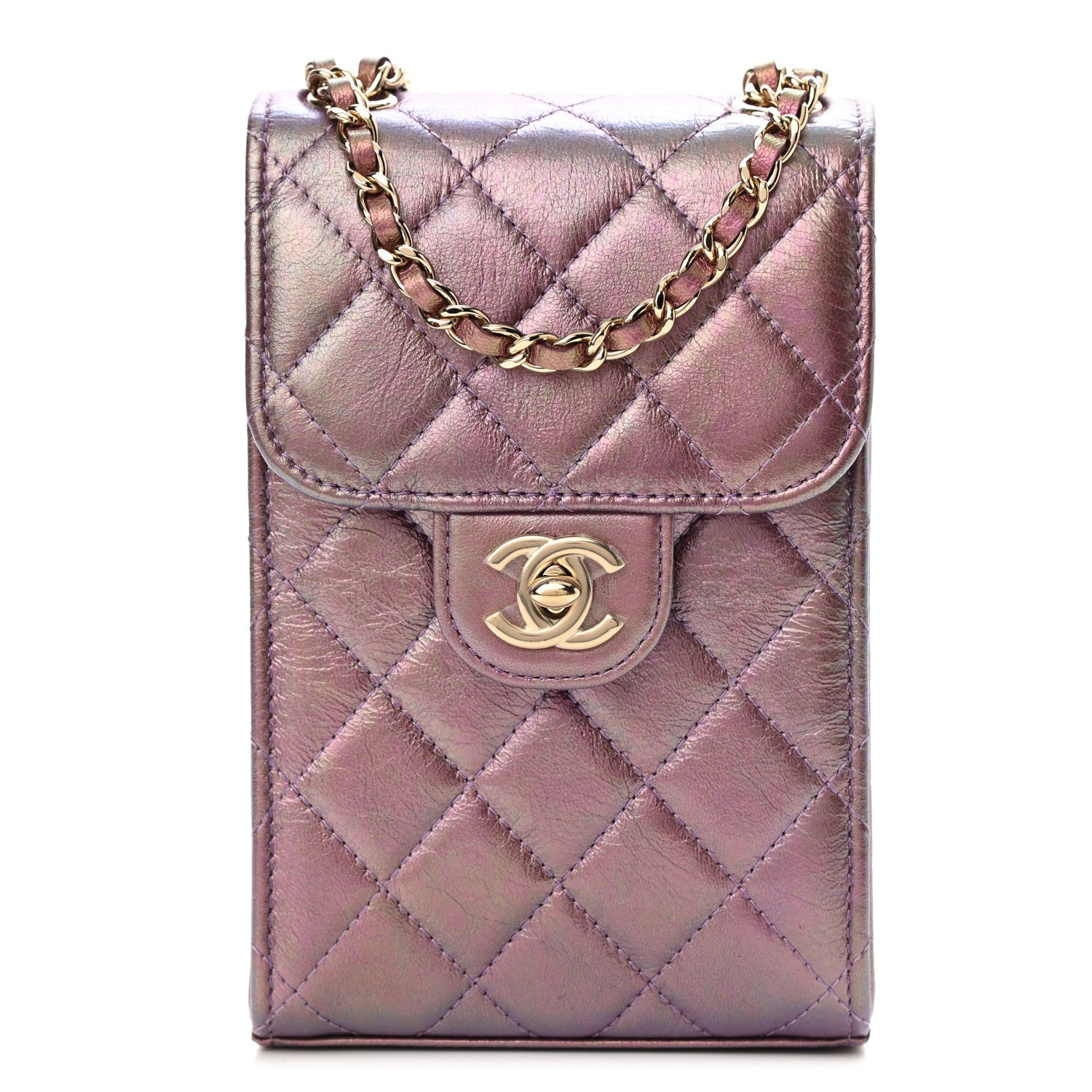 Chanel Iridescent Lambskin Quilted CC Phone Holder Purple 1 of 11