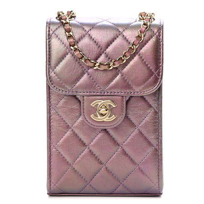 Chanel Iridescent Lambskin Quilted CC Phone Holder Purple 1 of 11