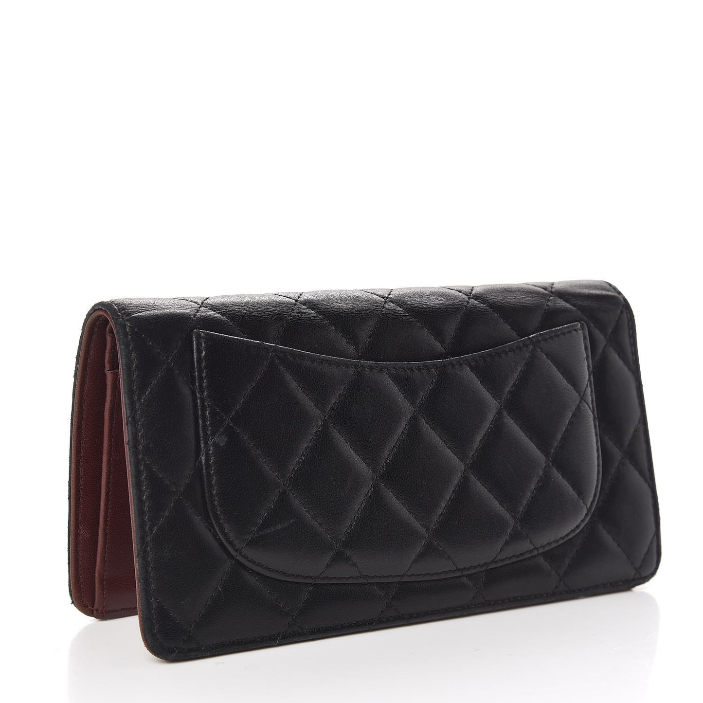 Lambskin Quilted Yen Wallet Black