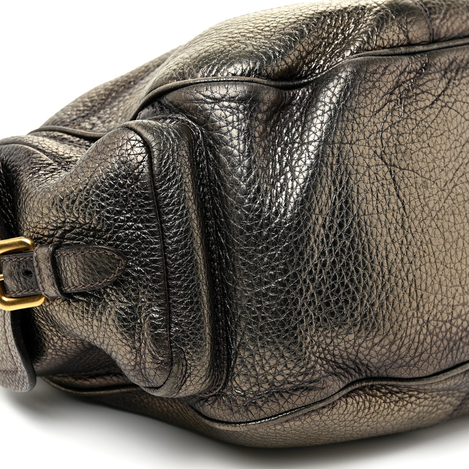 Prada Metallic Vitello Daino Side Pocket Tote Bag Acciaio 8 of 22