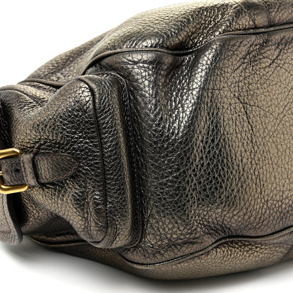 Prada Metallic Vitello Daino Side Pocket Tote Bag Acciaio 8 of 22