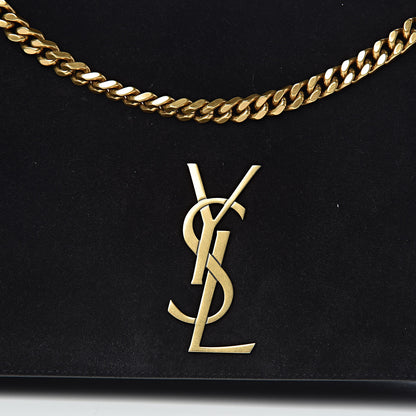 Saint Laurent Smooth Calfskin Suede Medium Reversible Monogram Kate Satchel Black 8 of 11
