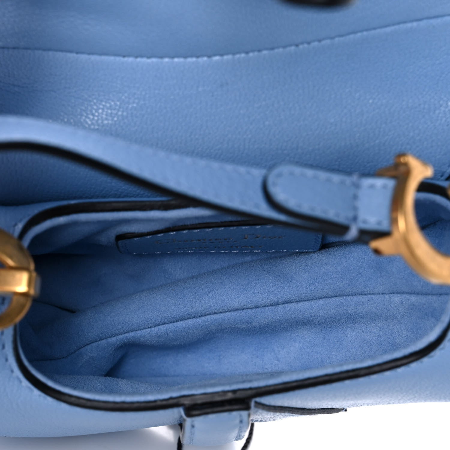 Christian Dior Goatskin Micro Saddle Bag Cornflower Blue 7 of 10