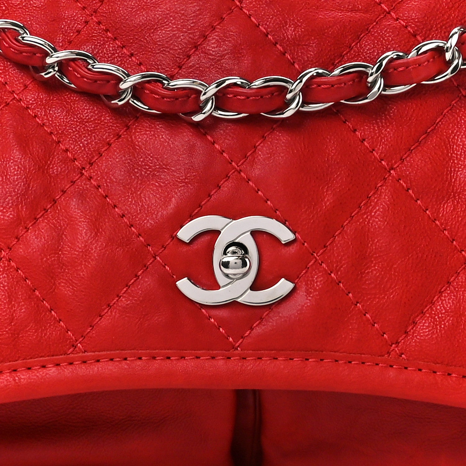 Chanel Grained Calfskin Medium Natural Beauty Flap Red 9 of 11