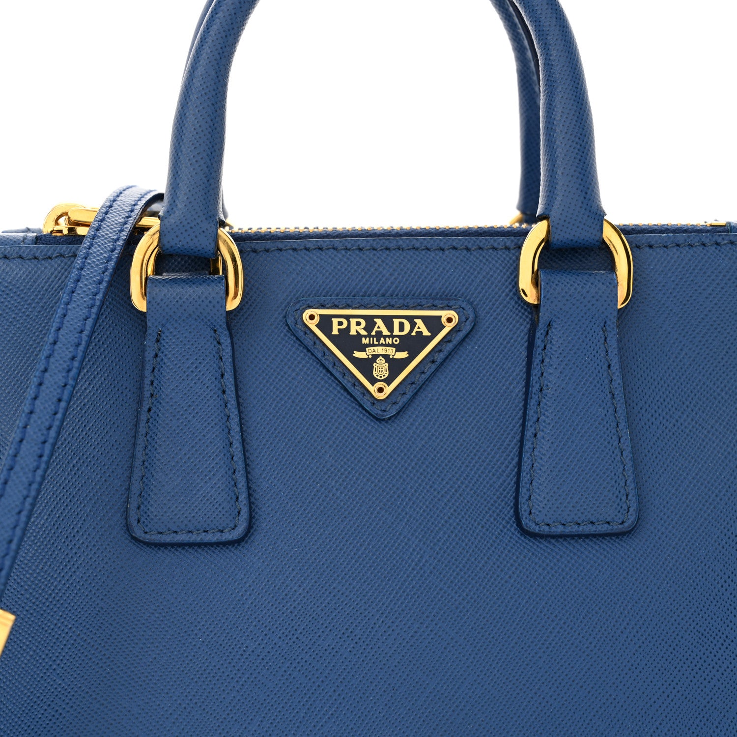 Prada Saffiano Lux Micro Galleria Double Zip Tote Azzurro 8 of 14