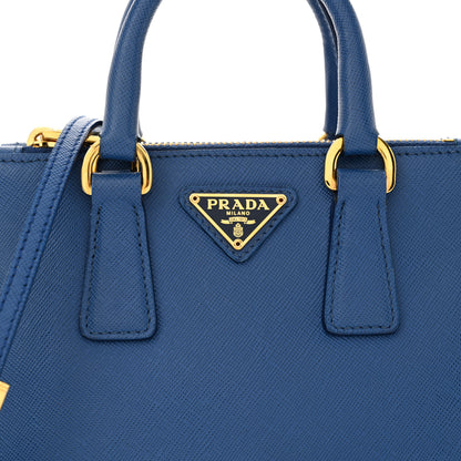 Prada Saffiano Lux Micro Galleria Double Zip Tote Azzurro 8 of 14