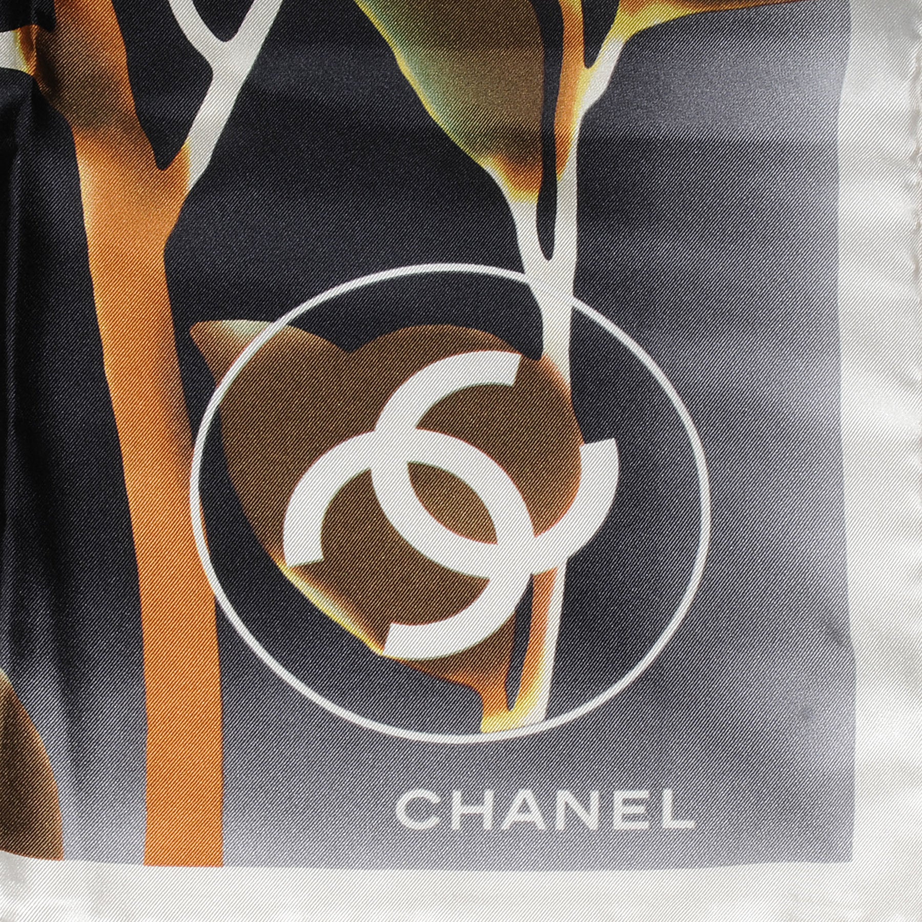 Chanel Silk Camellia Watercolor Flower Scarf 3 of 5