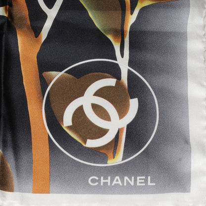 Chanel Silk Camellia Watercolor Flower Scarf 3 of 5