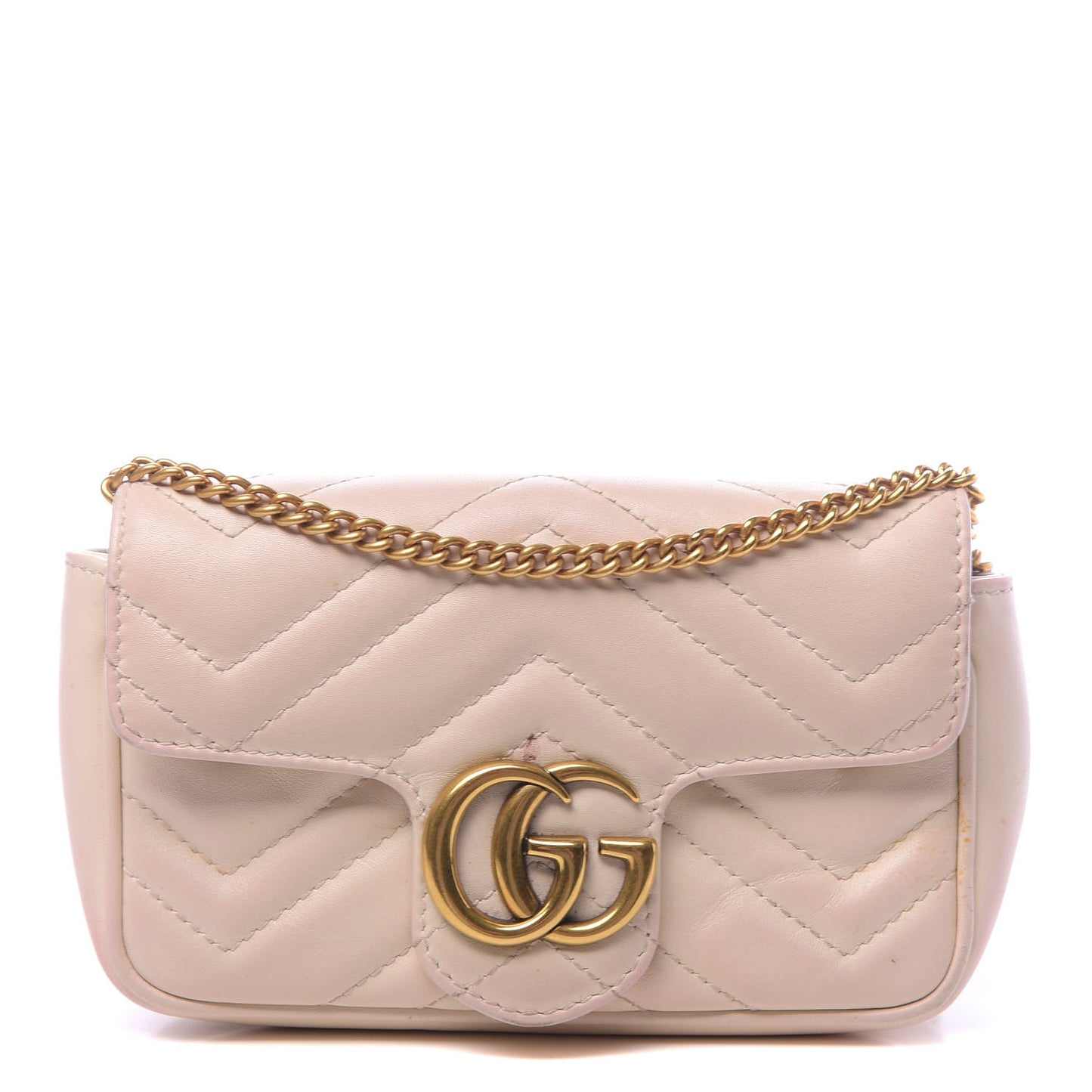 Calfskin Matelasse Super Mini GG Marmont Shoulder Bag White