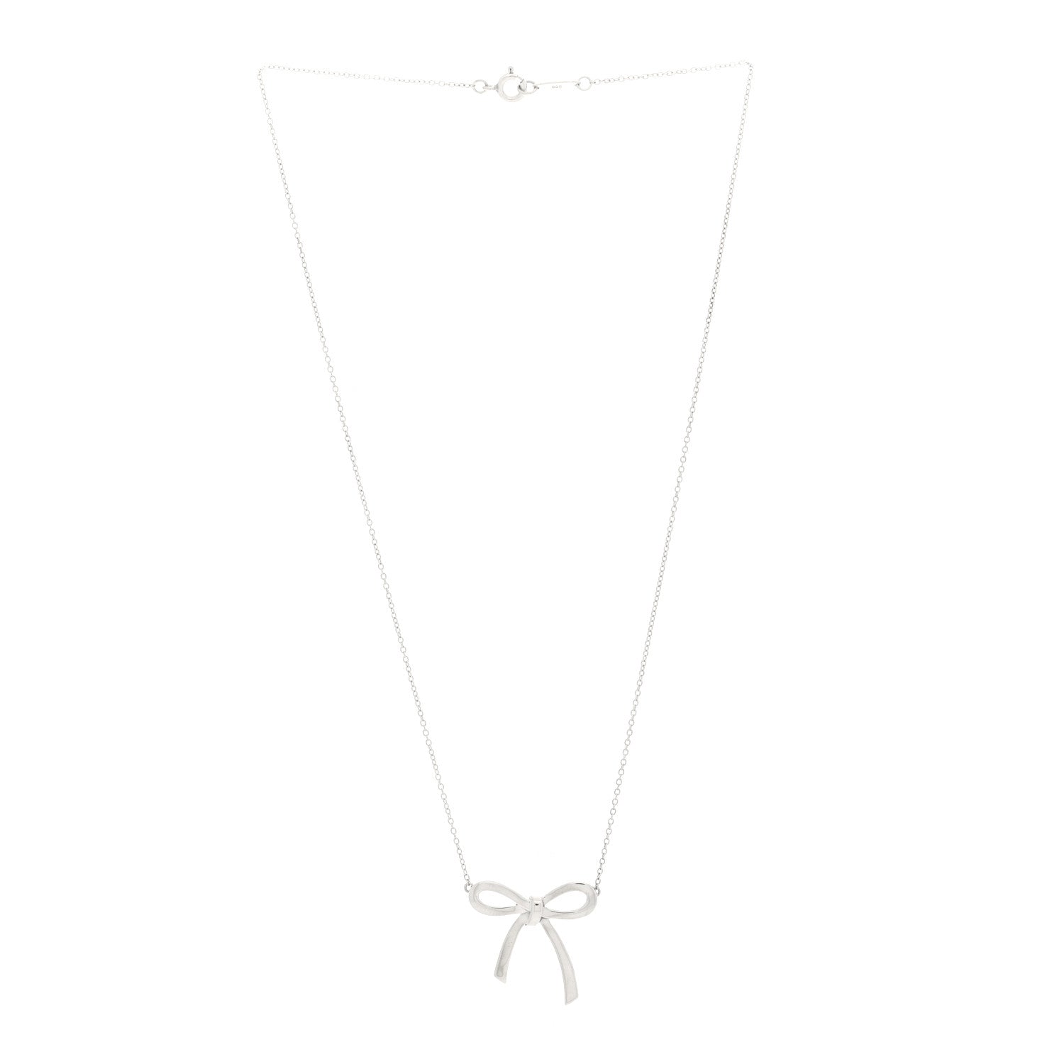 Tiffany Sterling Silver Small Bow Pendant Necklace 3 of 5