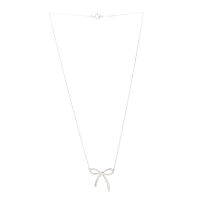 Tiffany Sterling Silver Small Bow Pendant Necklace 3 of 5