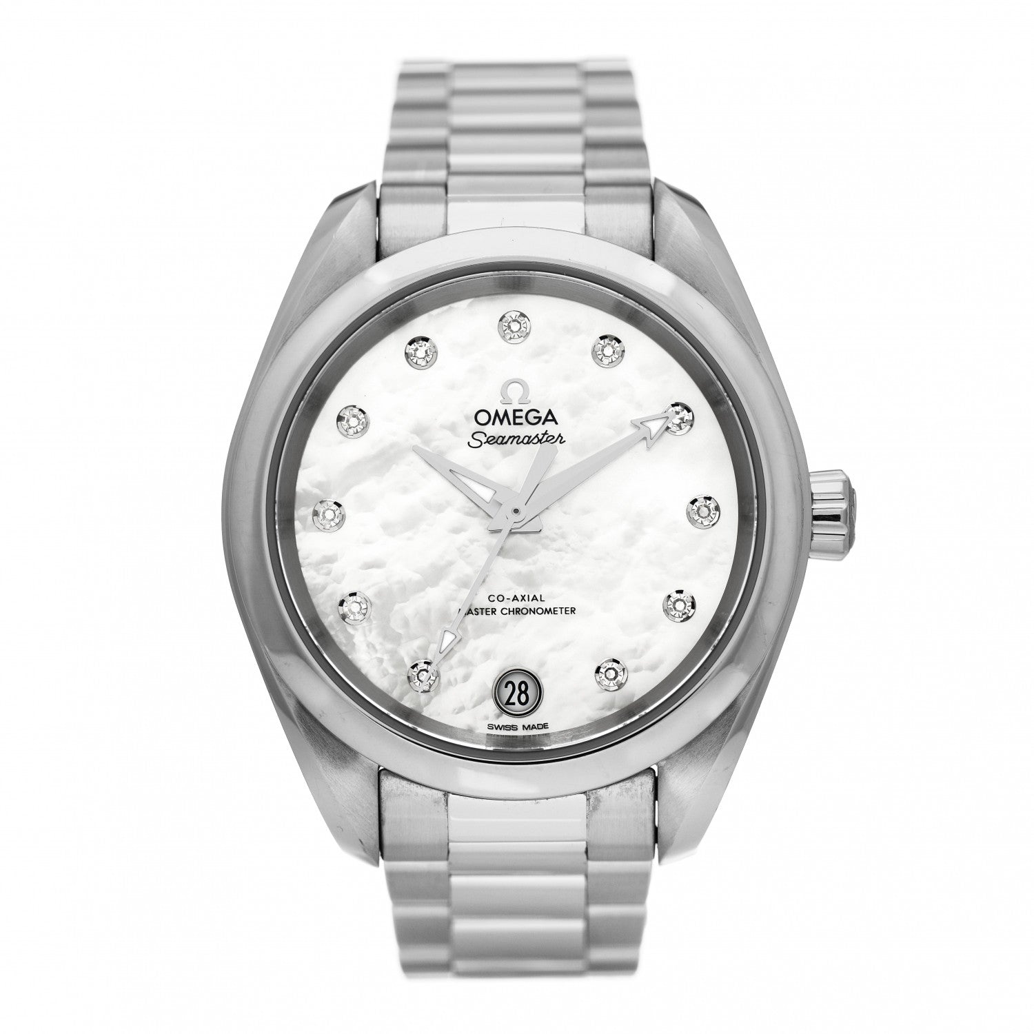 Omega Stainless Steel Diamond Mother of Pearl 34mm Seamaster Aqua Terra Co-Axial Master Chronometer Automatic Watch 220.10.34.20.55.001 1 of 4