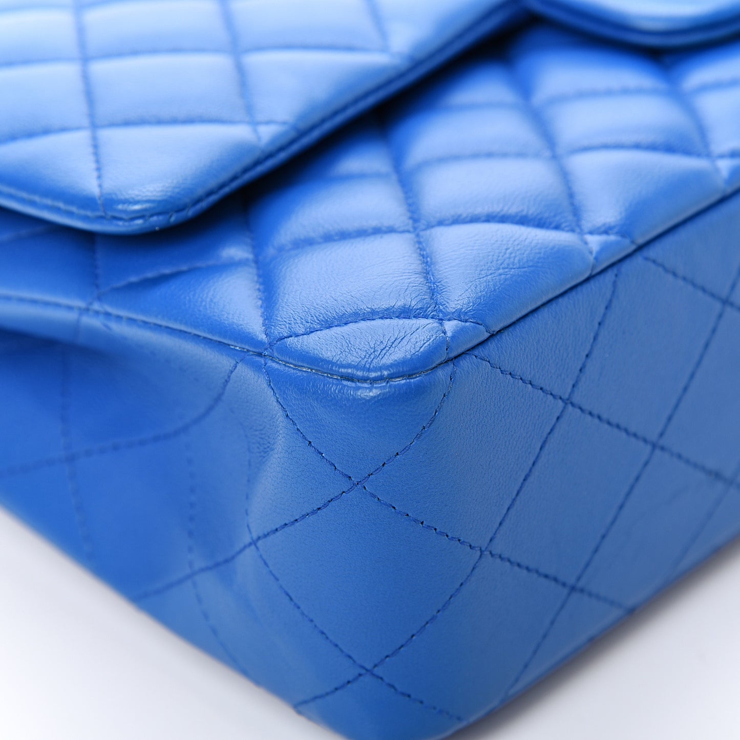 Lambskin Quilted Medium Double Flap Blue