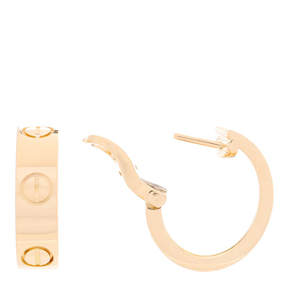 Cartier 18K Yellow Gold 5.5mm LOVE French Clip Hoop Earrings 1 of 4