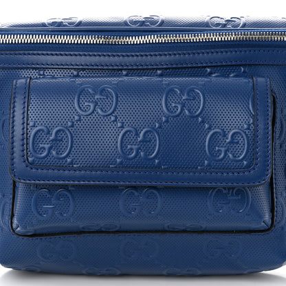 Gucci Calfskin GG Tennis Embossed Pocket Belt Bag 90 Intense Metal Blue 8 of 11
