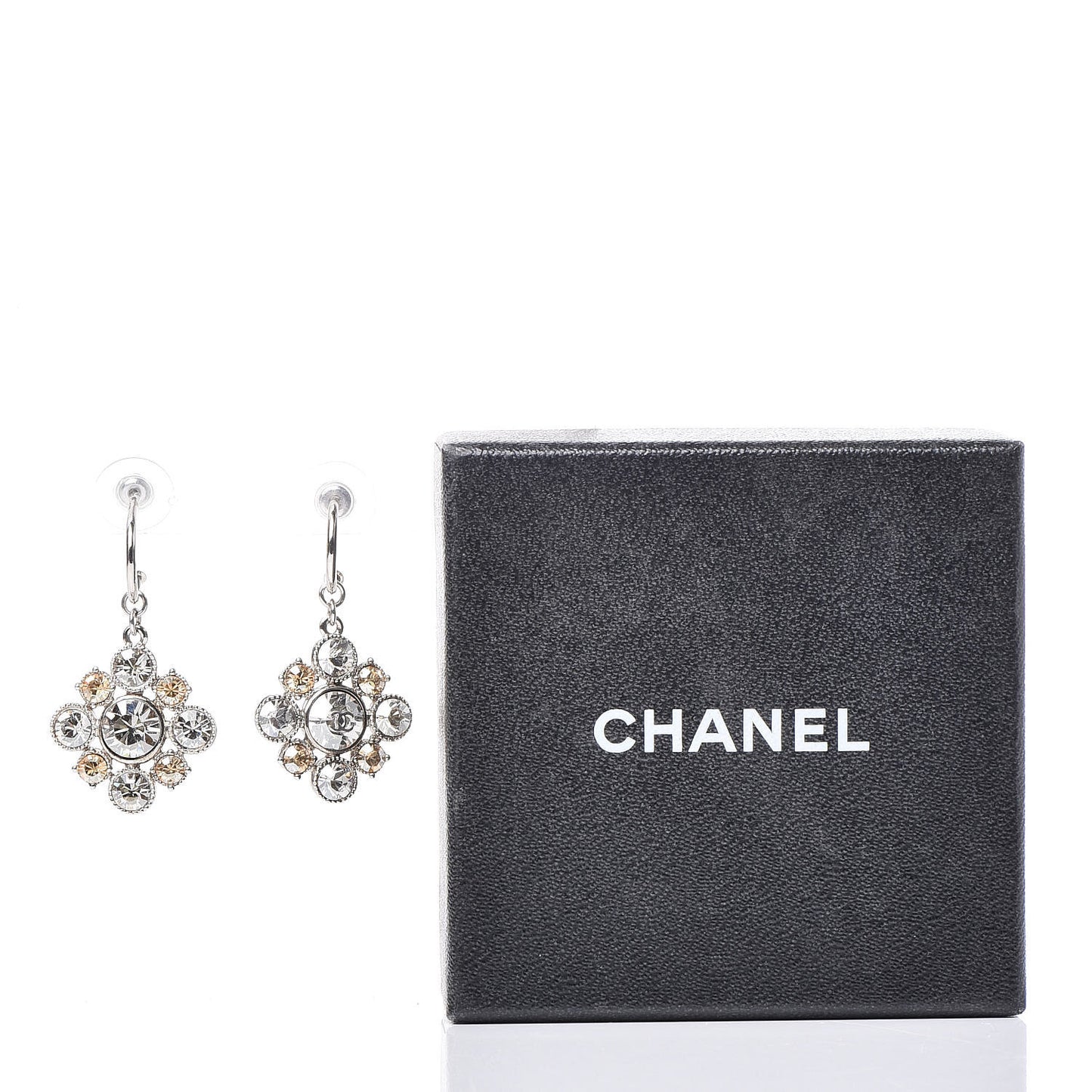 Crystal CC Dangle Earrings Silver