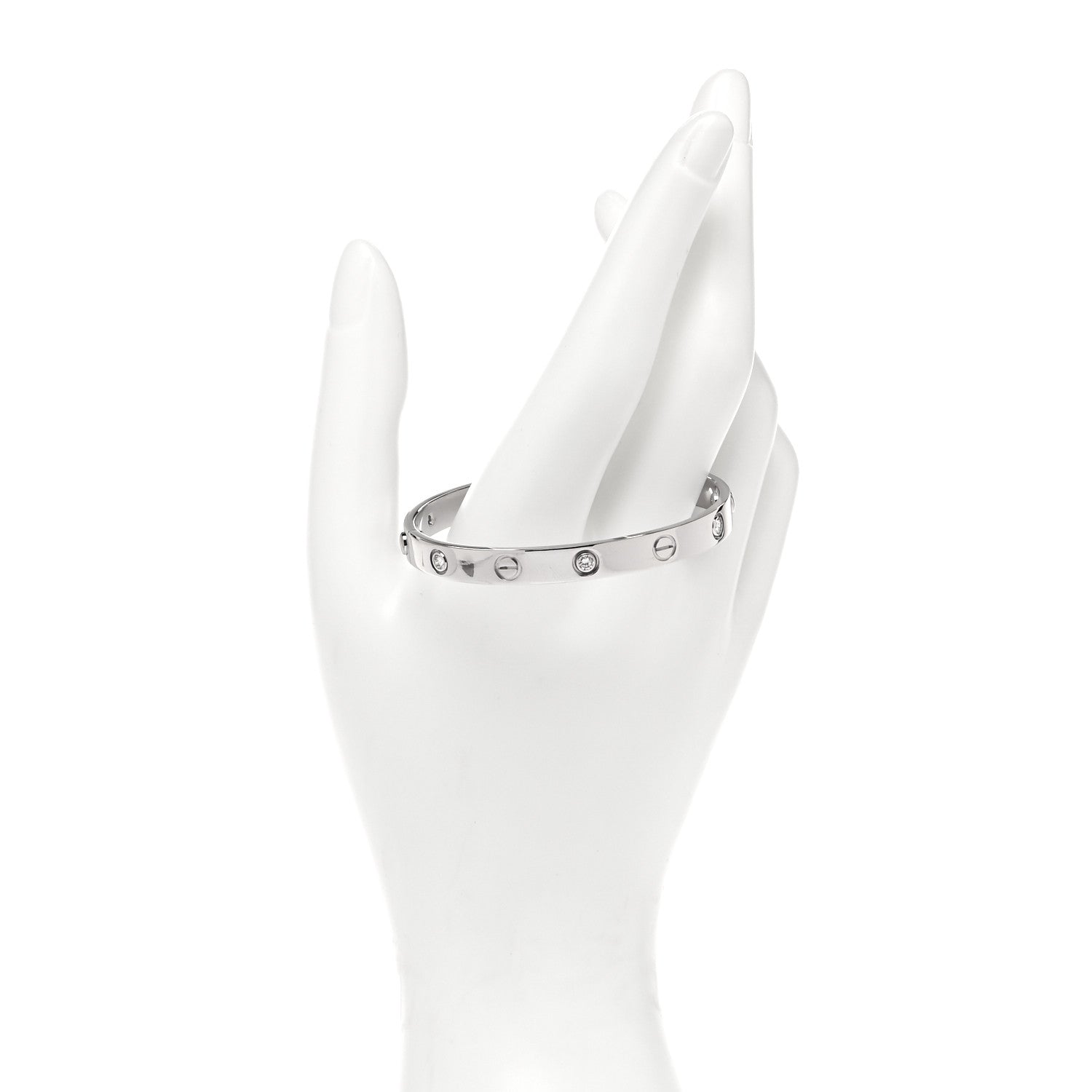 Cartier 18K White Gold 6 Diamond LOVE Bracelet 16 2 of 6