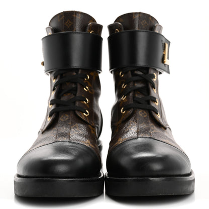 Louis Vuitton Calfskin Monogram Wonderland Flat Ranger Boots 41 Black 3 of 12