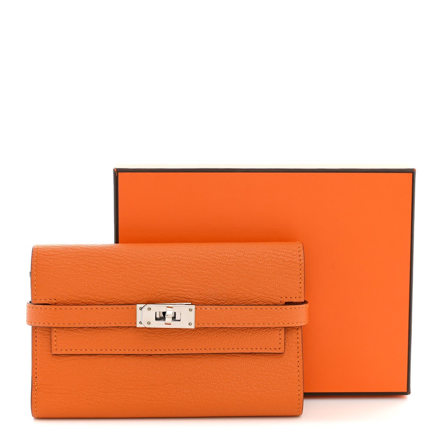 Hermes Chevre Mysore Medium Kelly Wallet Orange 8 of 8