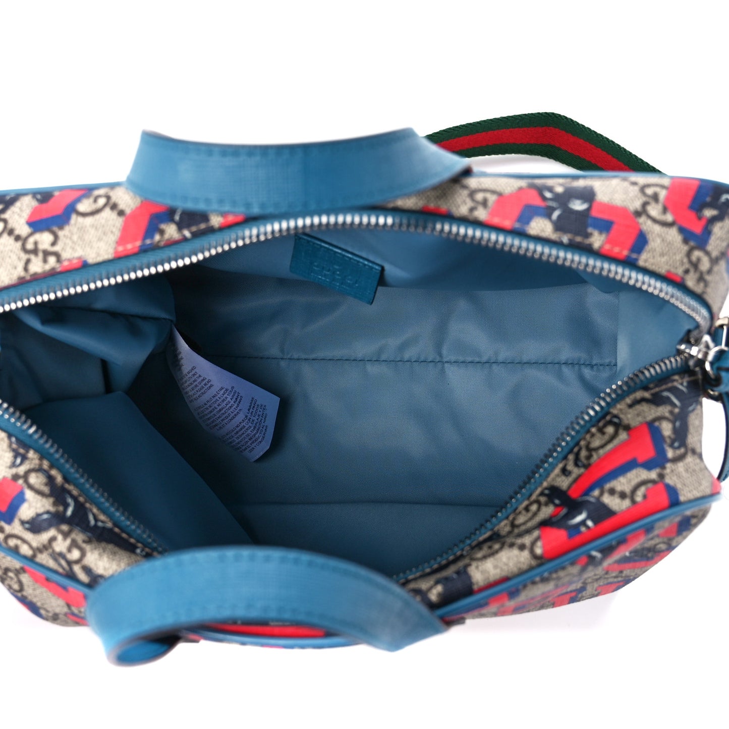 GG Supreme Monogram Wolves Print Childrens Shoulder Bag Beige Red