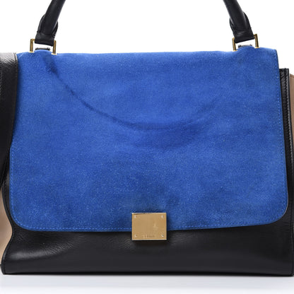 Celine Smooth Calfskin Suede Medium Tri-Color Trapeze Royal Blue 7 of 21