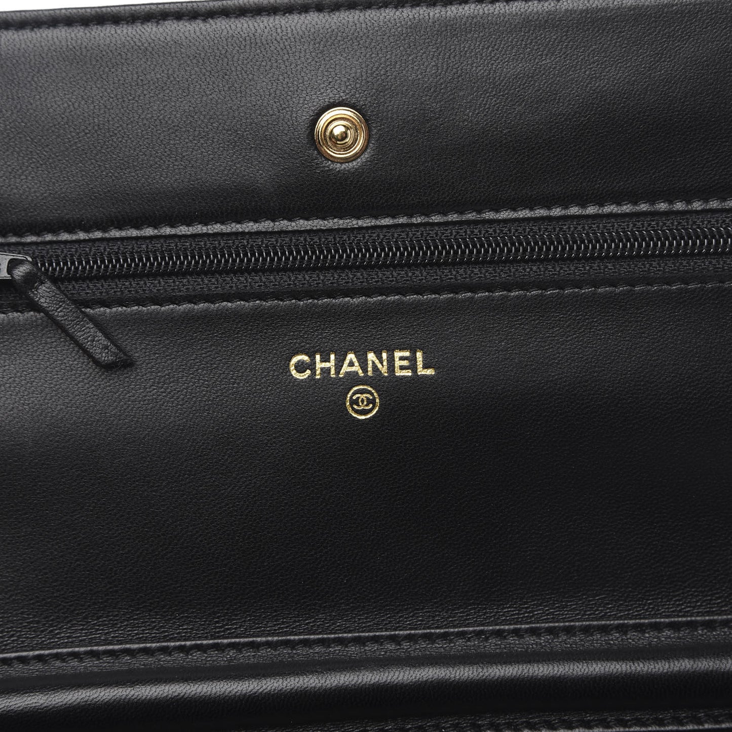 Lambskin Quilted Camellia Wallet On Chain WOC Black