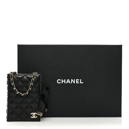 Chanel Lambskin Quilted Book Card Holder on Chain Black 11 of 11