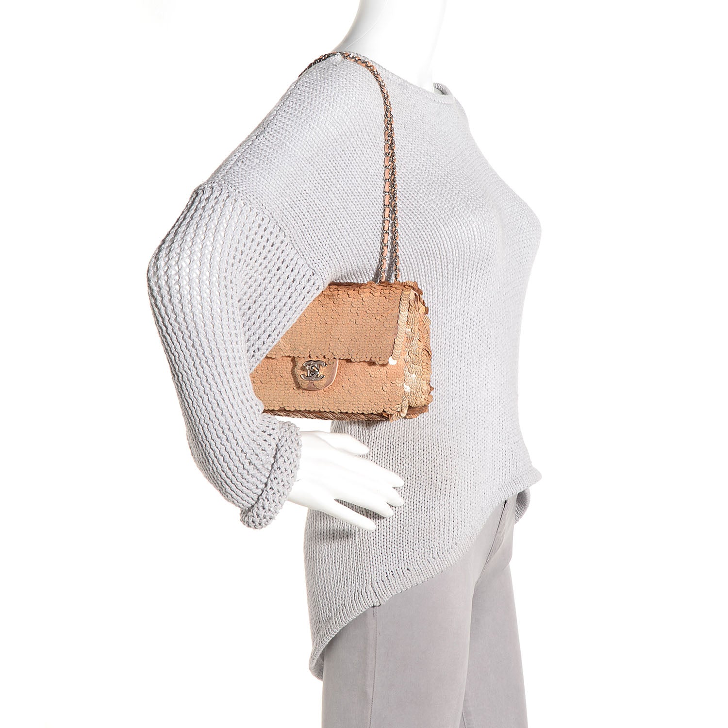 Chanel Sequin Paillette Small Flap Light Red 2 of 8