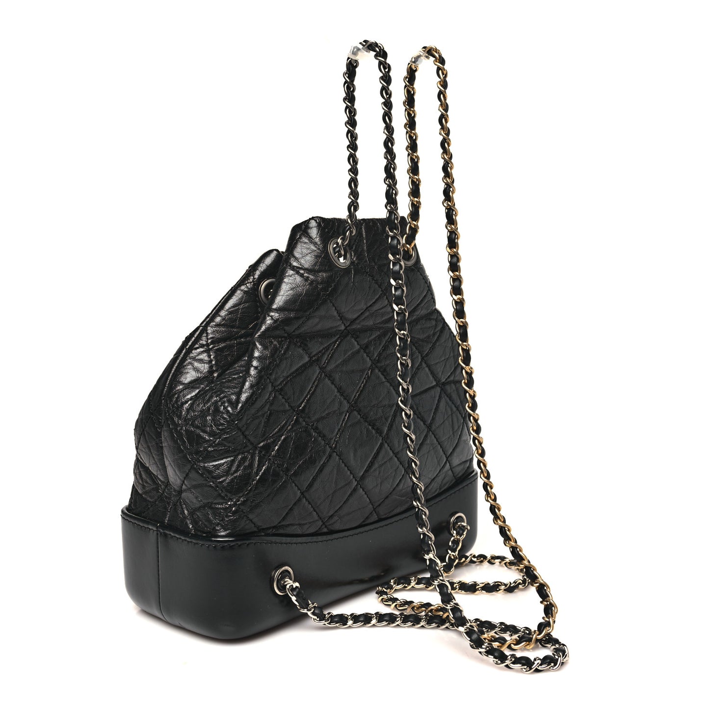 Aged Calfskin Quilted Small Gabrielle Backpack Black