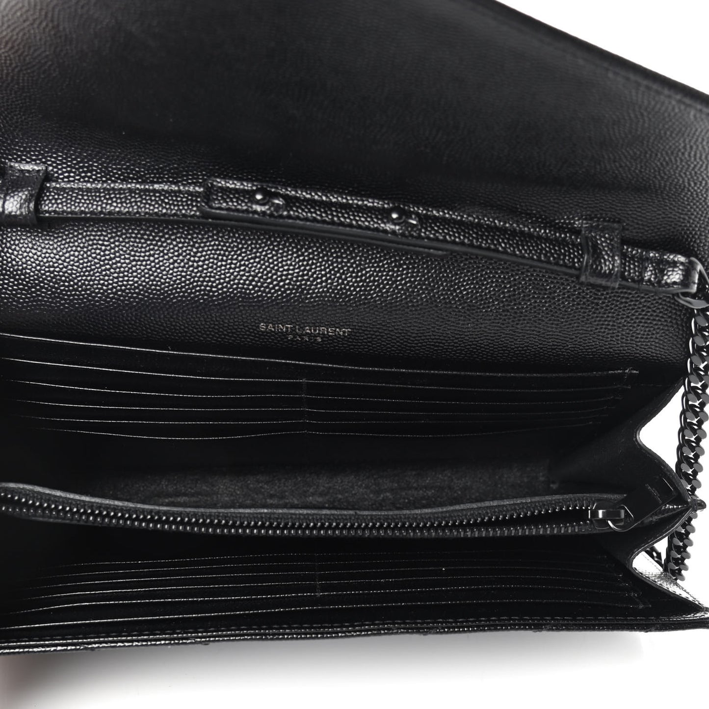 Grain De Poudre Matelasse Chevron Monogram Chain Wallet Black