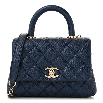 Chanel Iridescent Caviar Quilted Extra Mini Coco Handle Flap Dark Blue 1 of 10