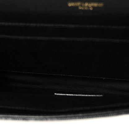Saint Laurent Grain De Poudre Matelasse Chevron Monogram Cassandre Flap Pouch Black 5 of 9