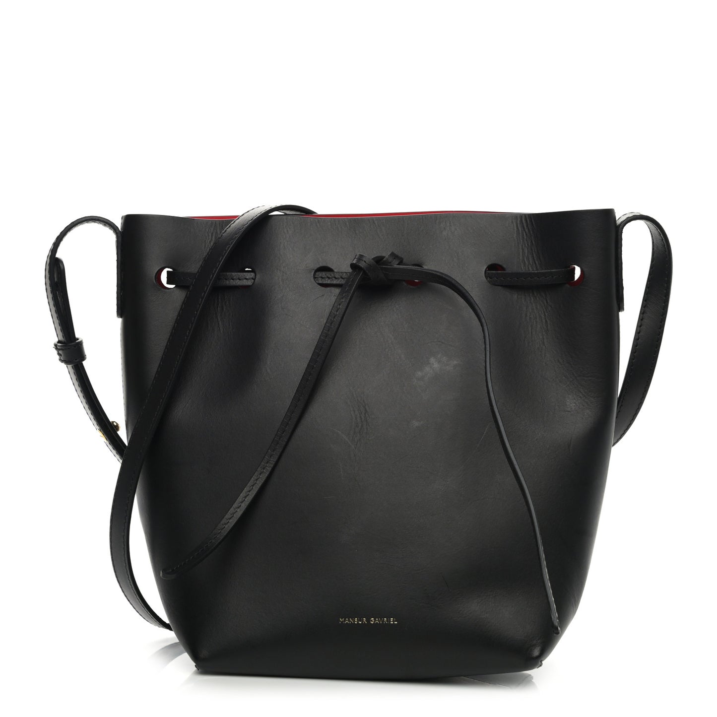 Vegetable Tanned Calfskin Bucket Bag Black Flamma