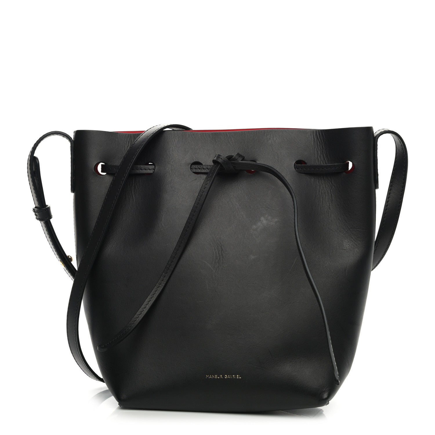 Mansur Gavriel Vegetable Tanned Calfskin Bucket Bag Black Flamma 1 of 9